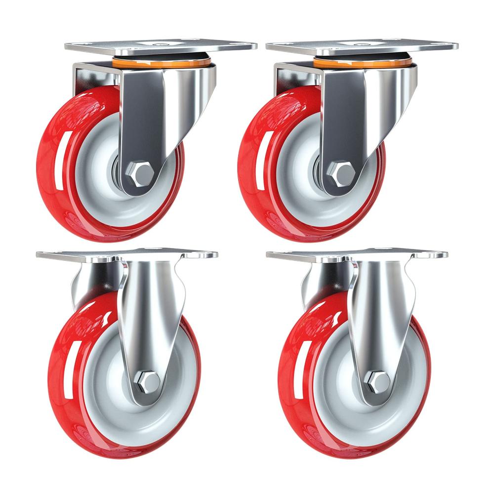 2 Fixed Castor Wheels, 2 Moving Caster Wheels